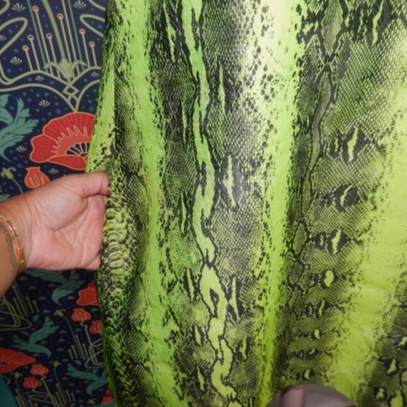 Essentiel Antwerp Neon Green Dress Snake Print A-Line Swing 38 - Picture 4 of 6